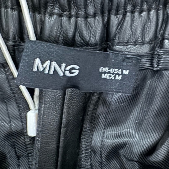 MNG Faux Leather Pull On Drawstring Waist Pants Size Medium - Picture 4 of 5